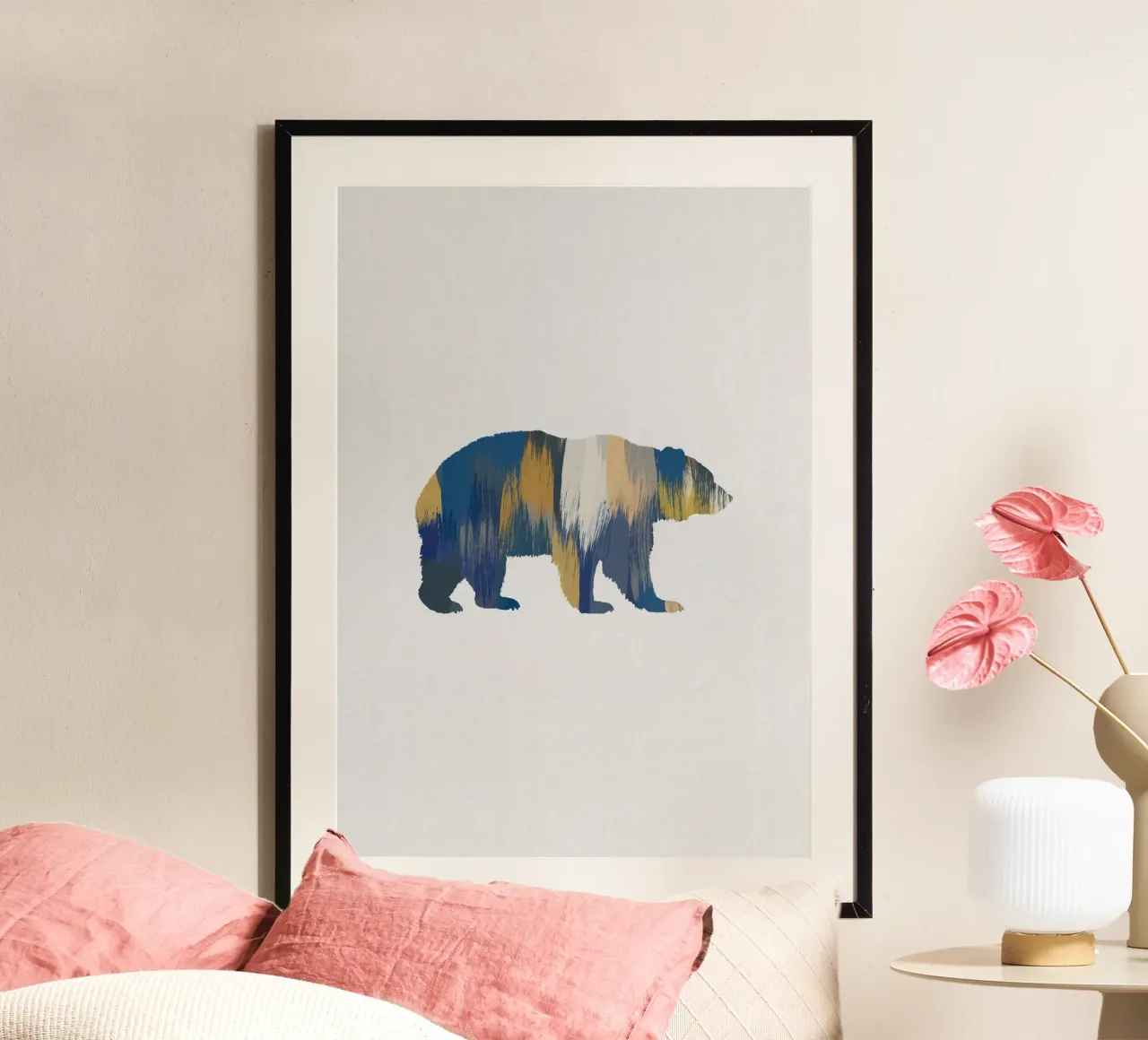 Orso blu e giallo poster da Orara Studio