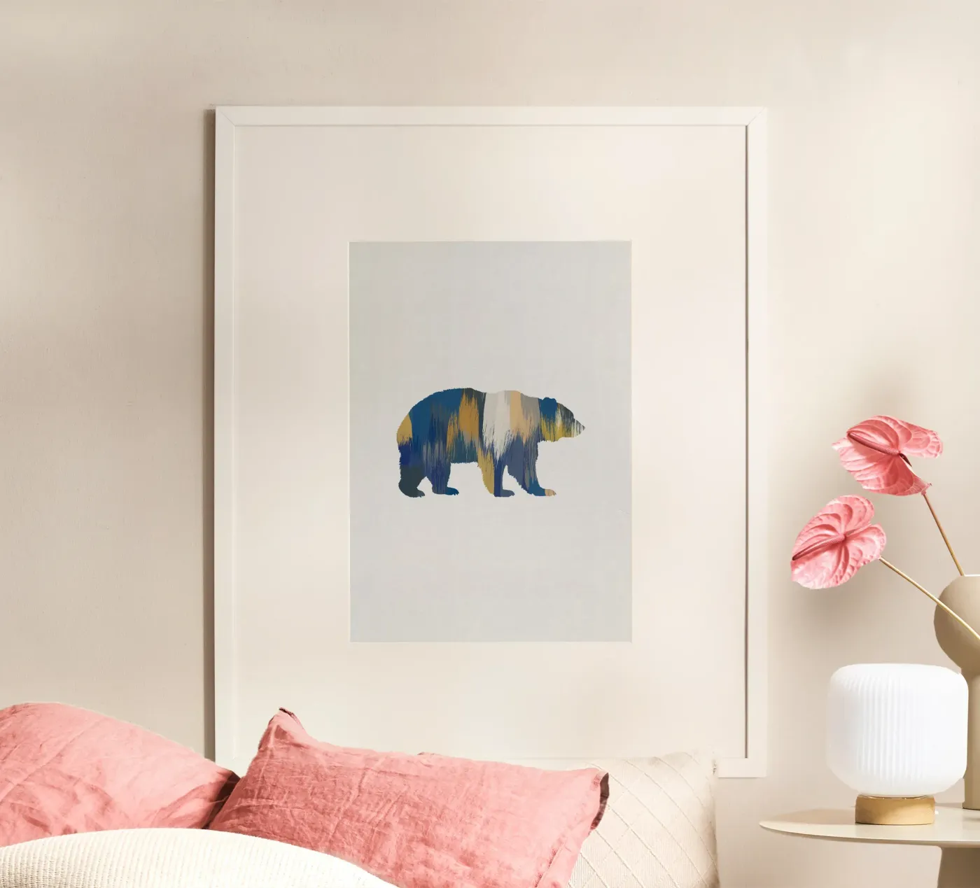 Beer Blauw & Geel poster van Orara Studio