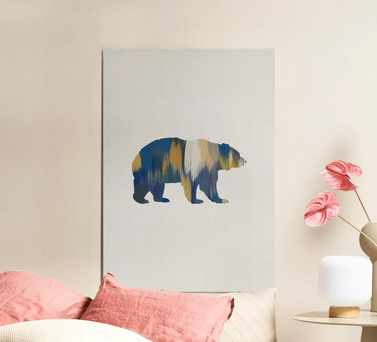 Orso blu e giallo poster da Orara Studio