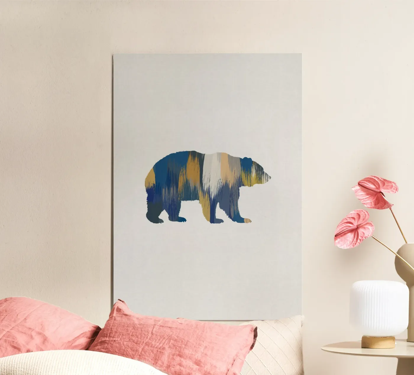 Beer Blauw & Geel poster van Orara Studio