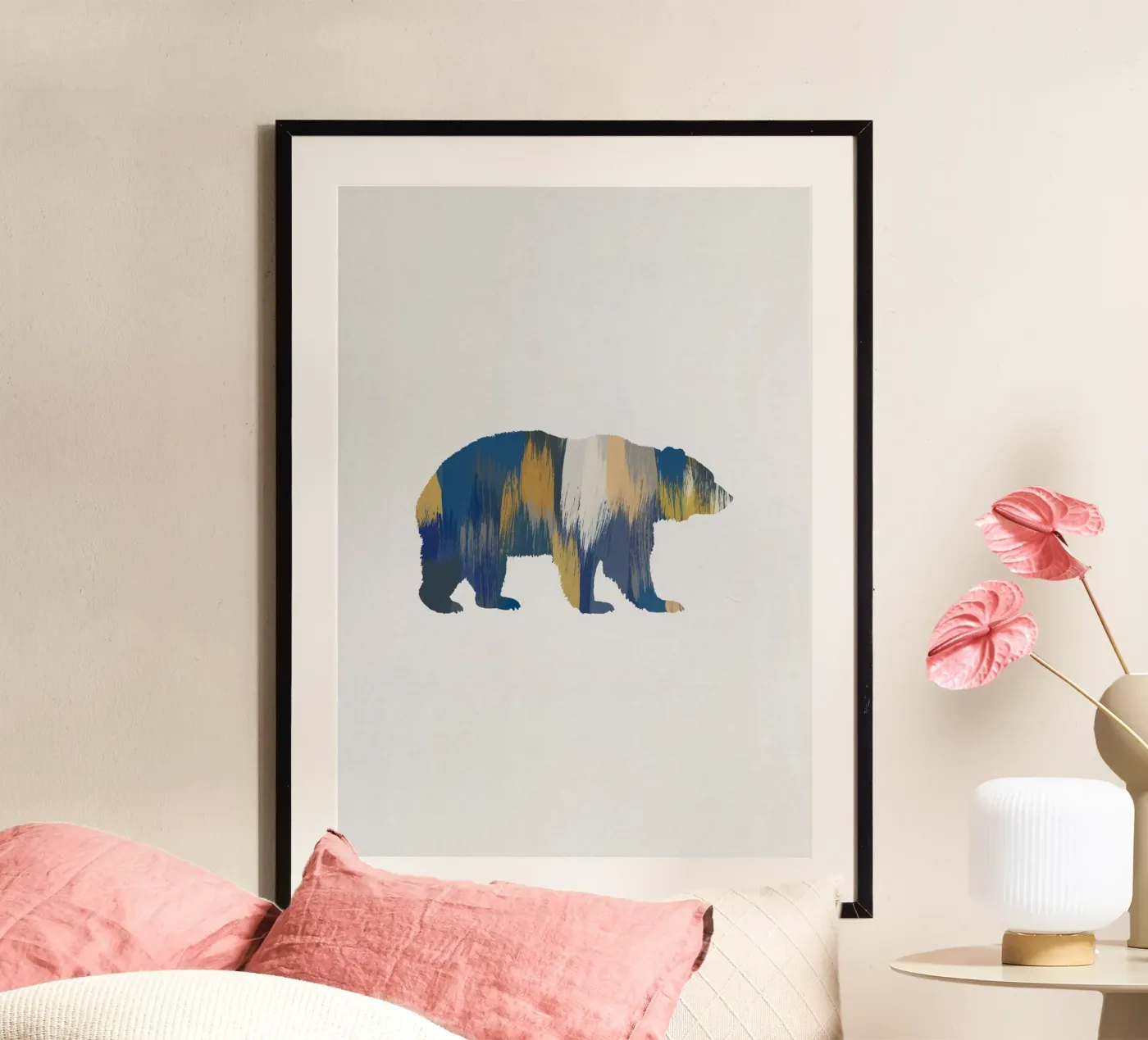 Beer Blauw & Geel poster van Orara Studio