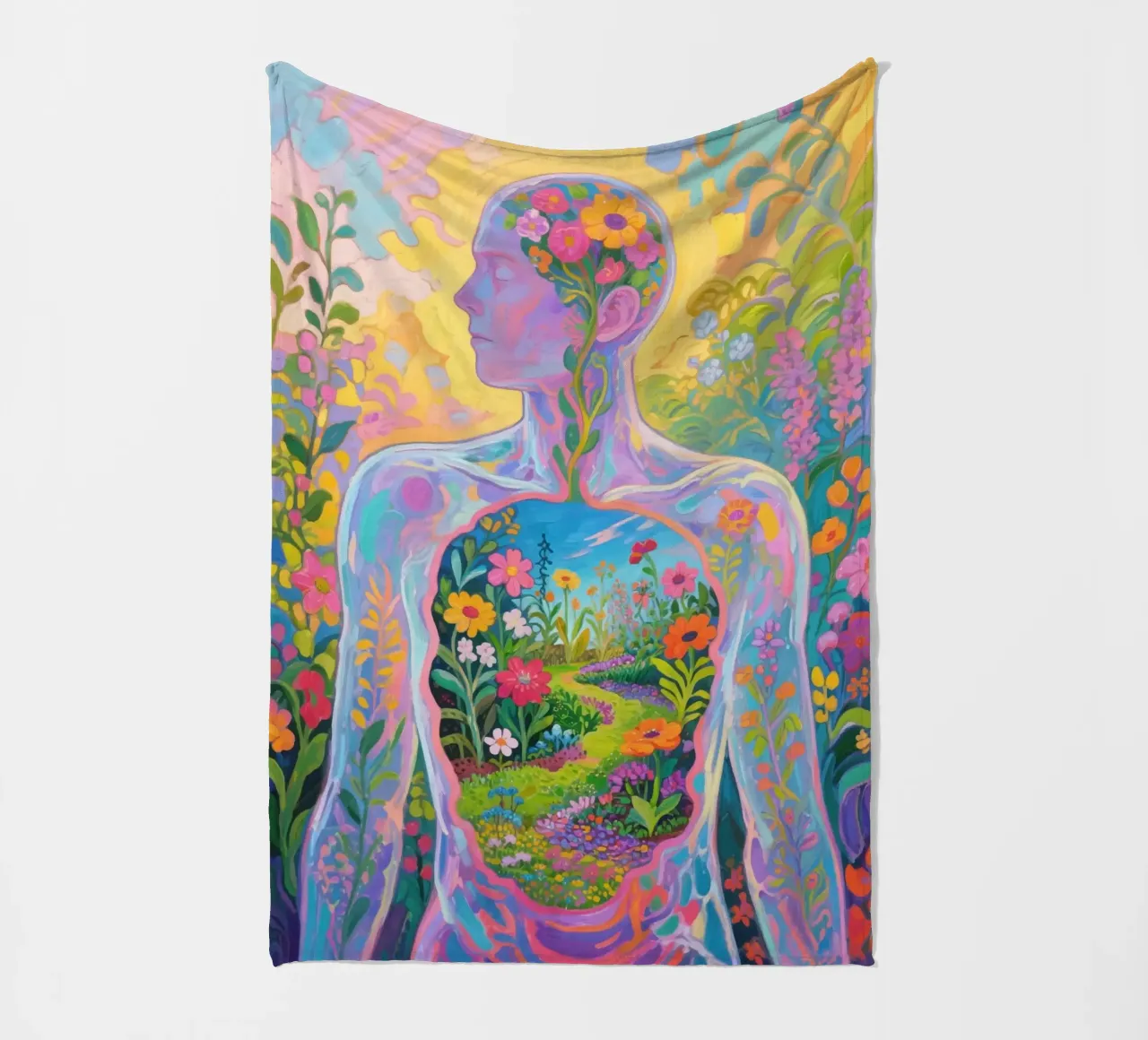 Umano trasparente con giardino in miniatura coperta in pile da Slash Shop