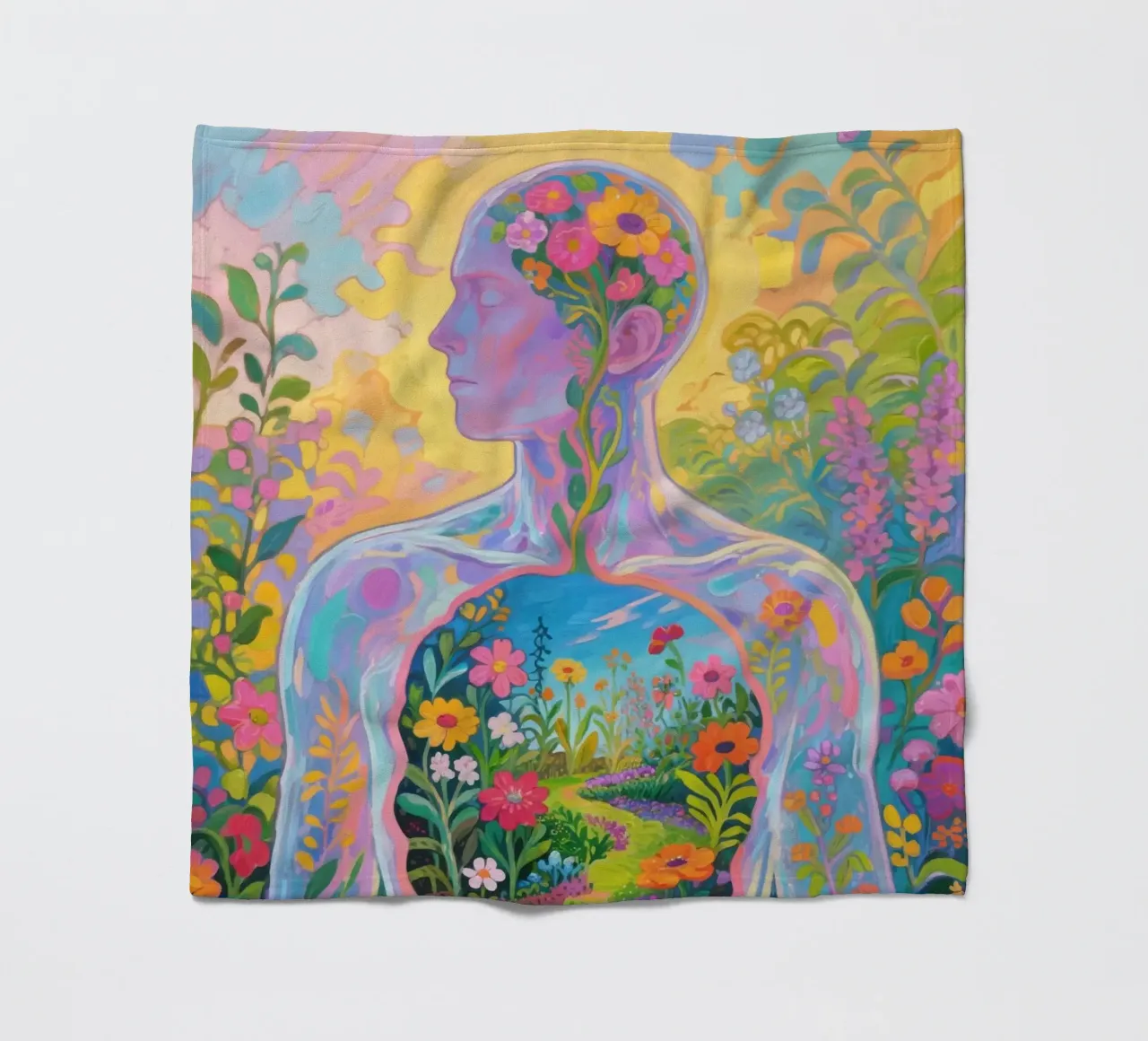 Umano trasparente con giardino in miniatura coperta in pile da Slash Shop