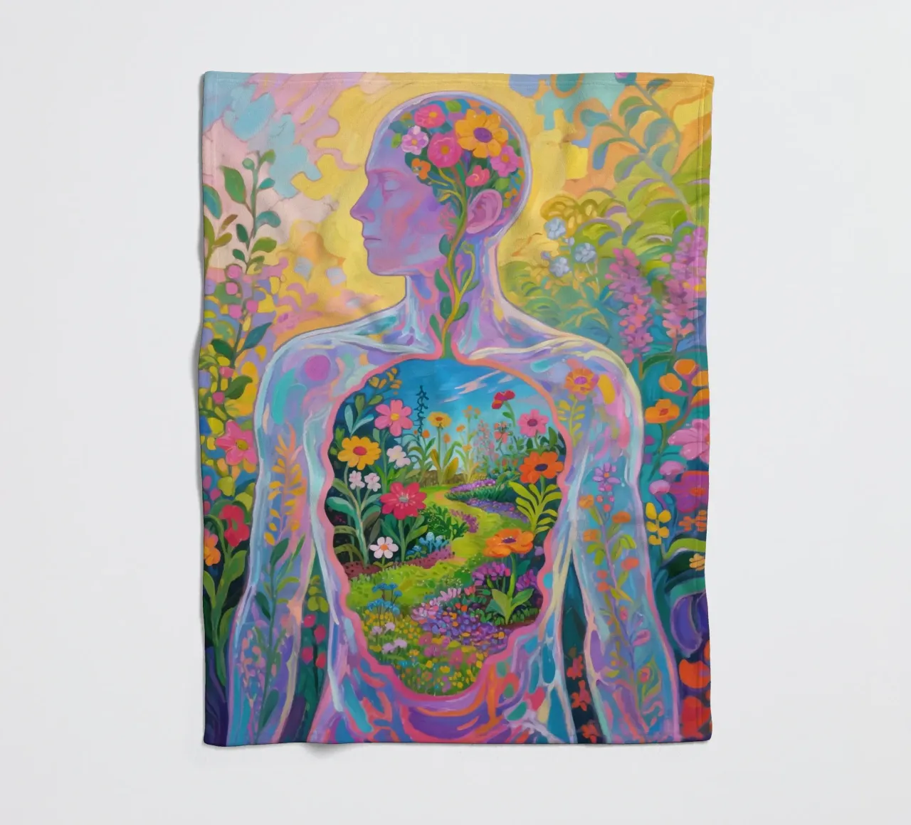 Umano trasparente con giardino in miniatura coperta in pile da Slash Shop