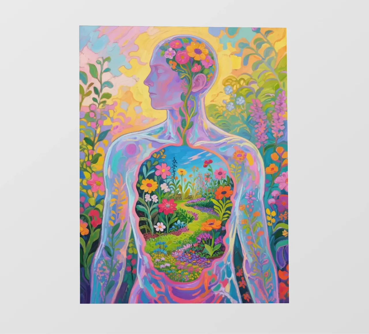 Umano trasparente con giardino in miniatura pellicola backlit da Slash Shop