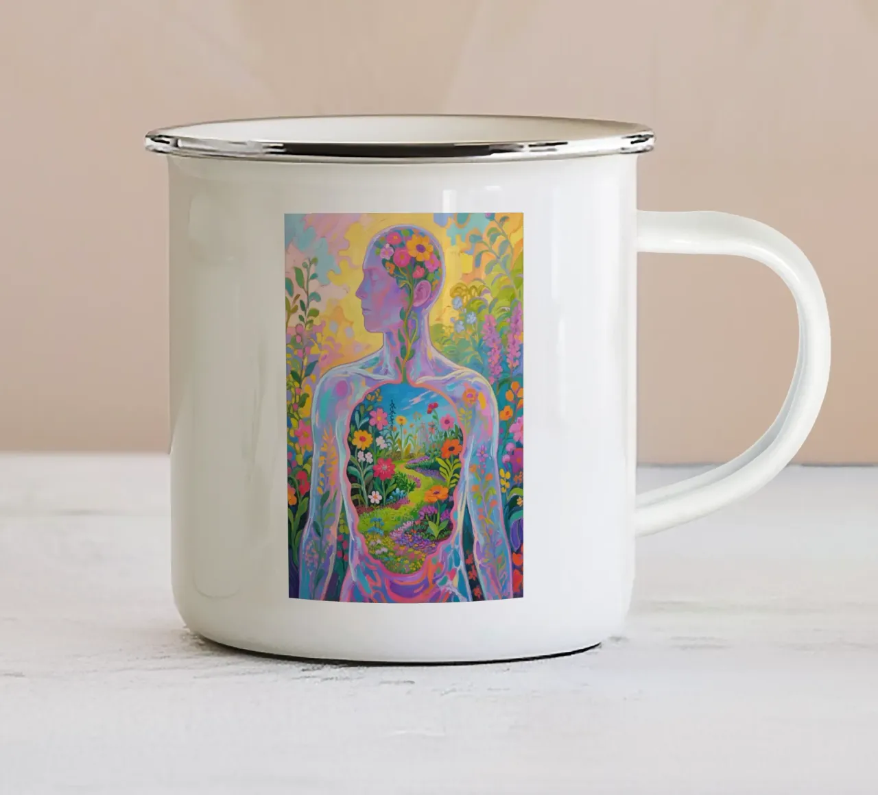 Umano trasparente con giardino in miniatura tazza in smalto da Slash Shop