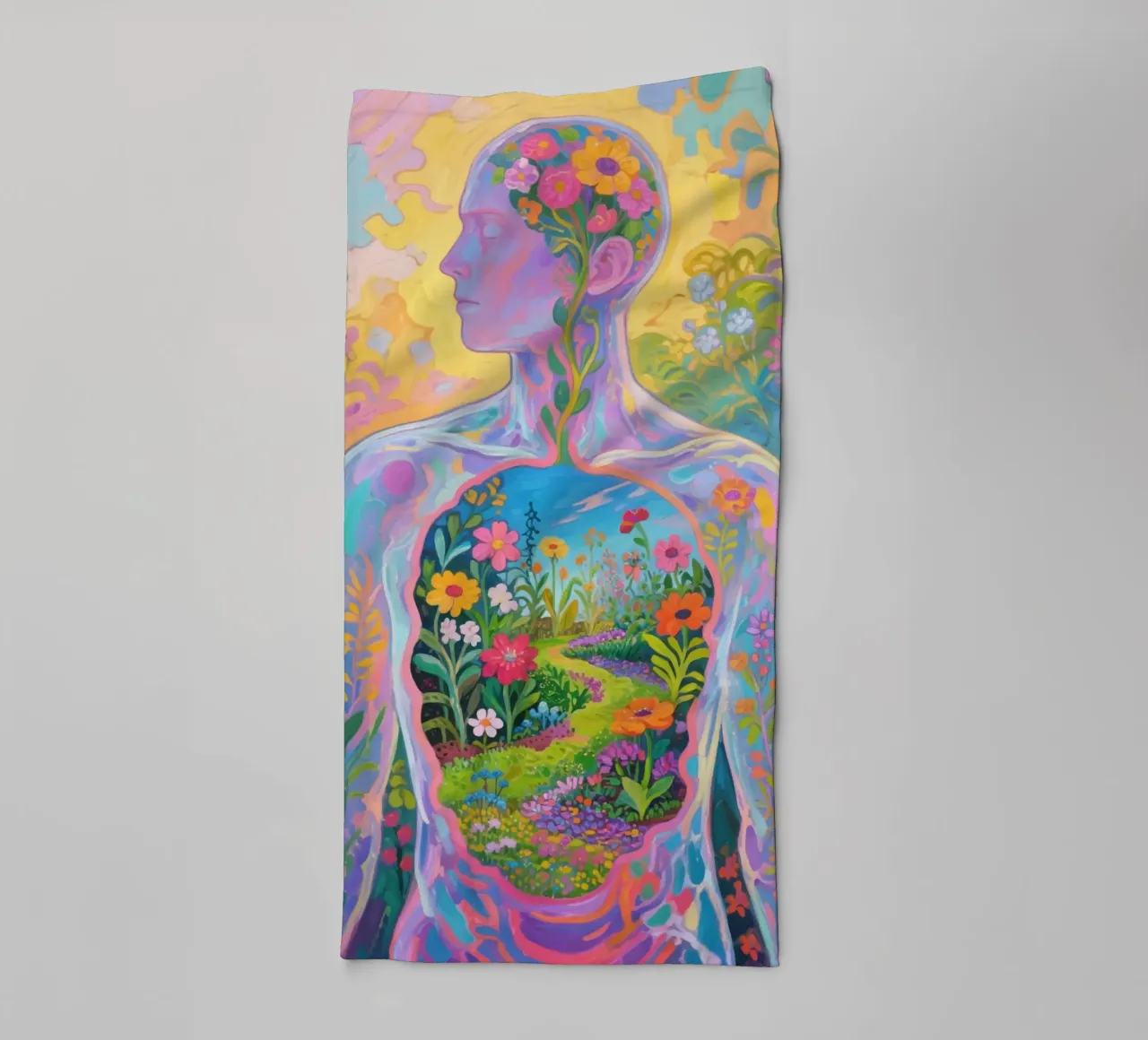 Umano trasparente con giardino in miniatura asciugamano da bagno da Slash Shop