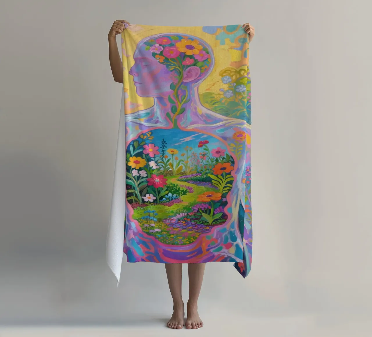 Umano trasparente con giardino in miniatura telo mare da Slash Shop