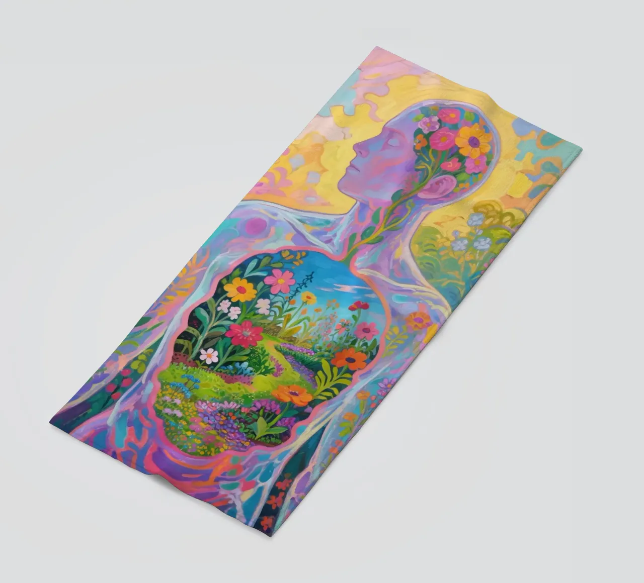 Umano trasparente con giardino in miniatura telo mare da Slash Shop