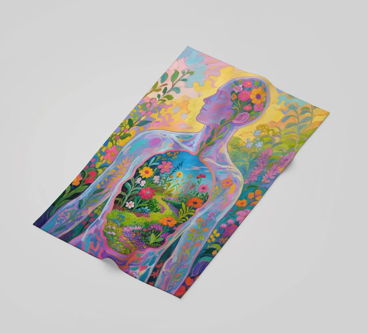 Umano trasparente con giardino in miniatura telo mare da Slash Shop