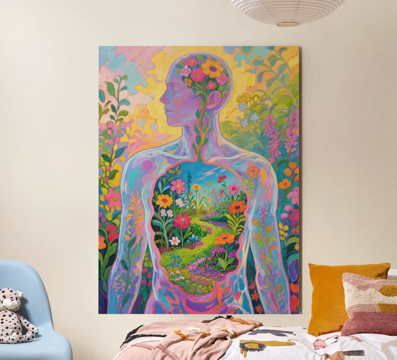 Umano trasparente con giardino in miniatura alluminio dibond da Slash Shop