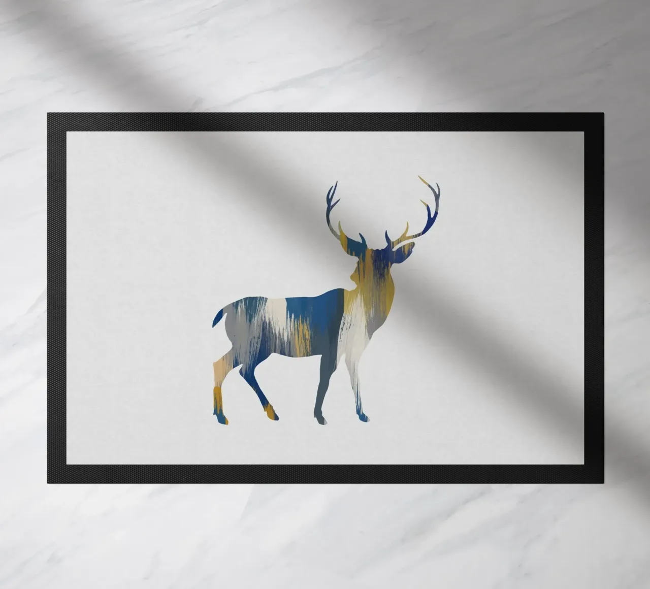 Cerf bleu et jaune paillasson de Orara Studio
