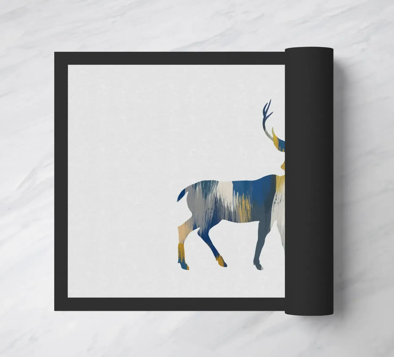 Cerf bleu et jaune paillasson de Orara Studio