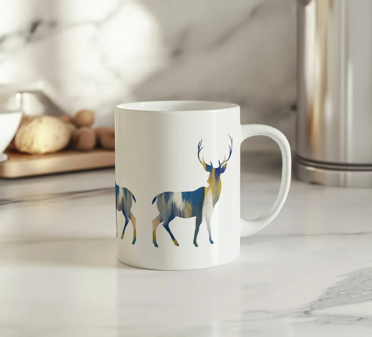 Cerf bleu et jaune mug en céramique de Orara Studio