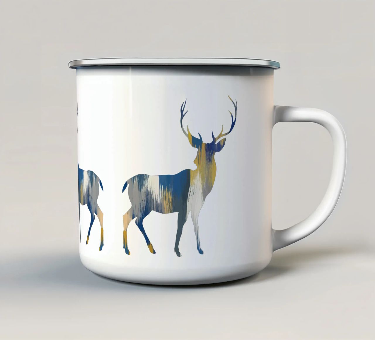 Cervo blu e giallo tazza in smalto da Orara Studio