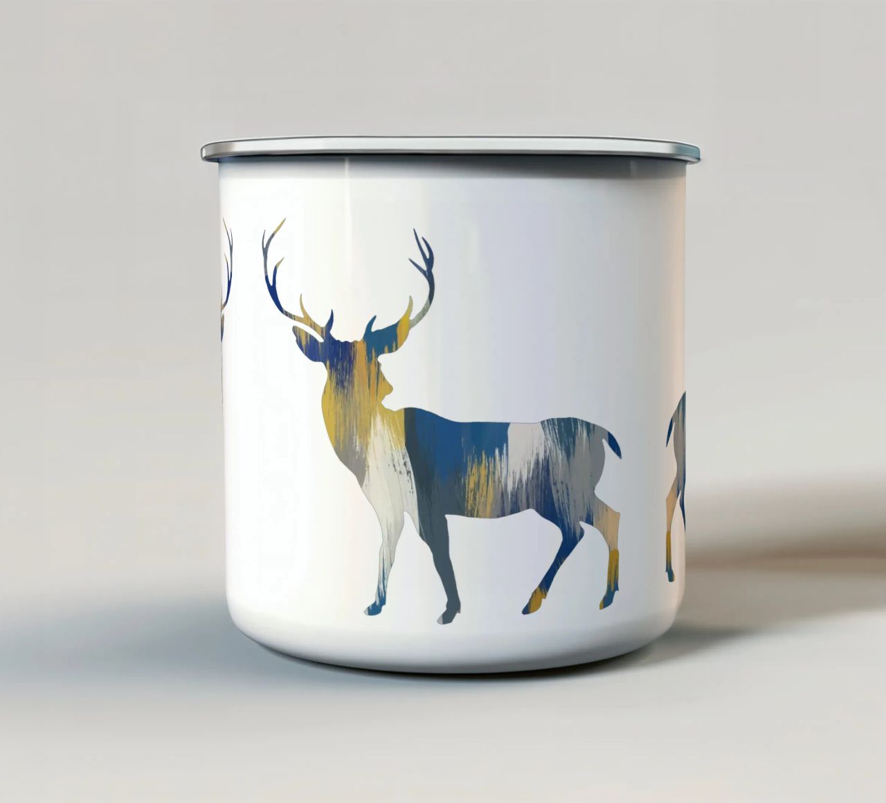 Cervo blu e giallo tazza in smalto da Orara Studio