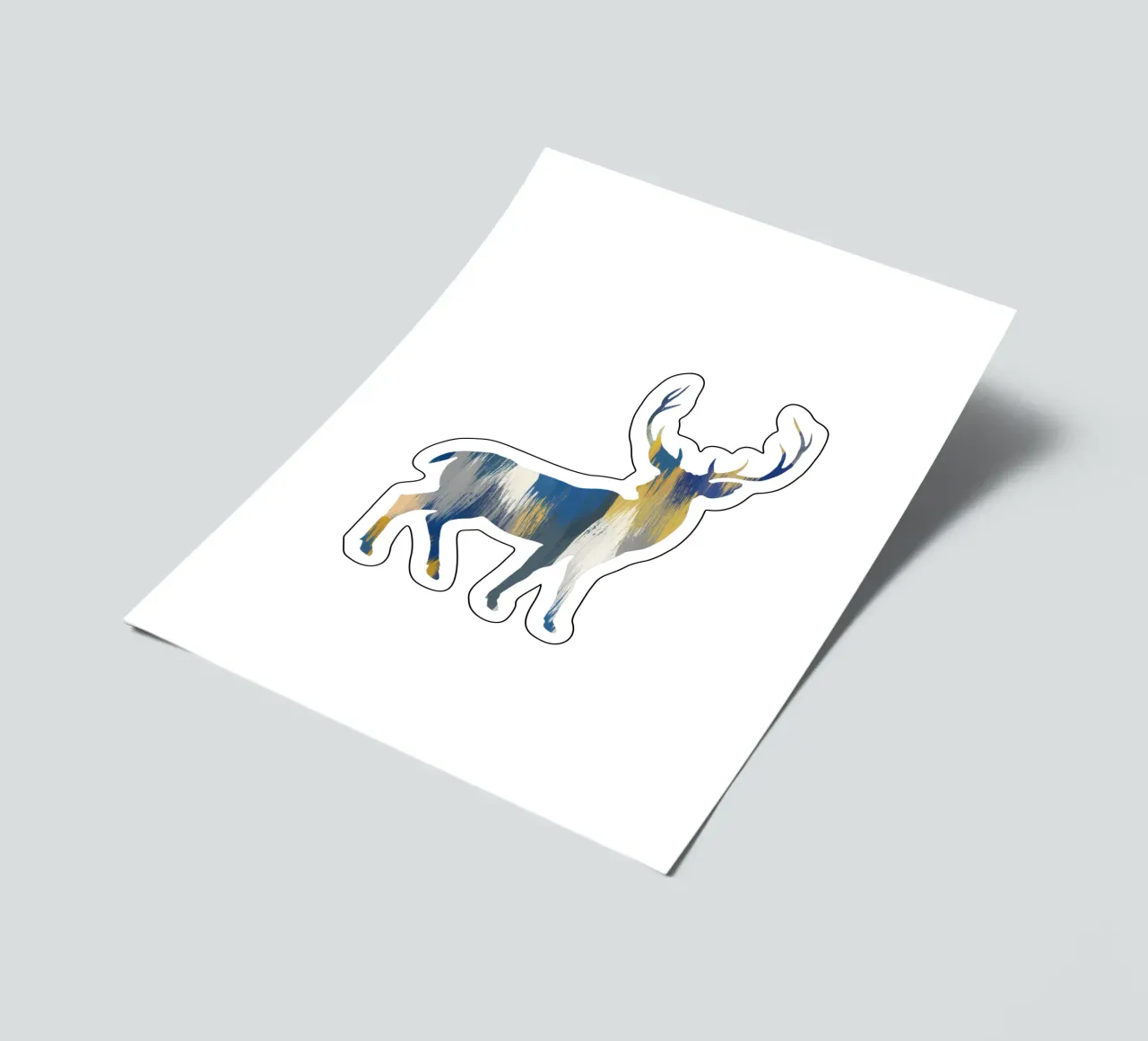 Cerf bleu et jaune planche autocollant de Orara Studio