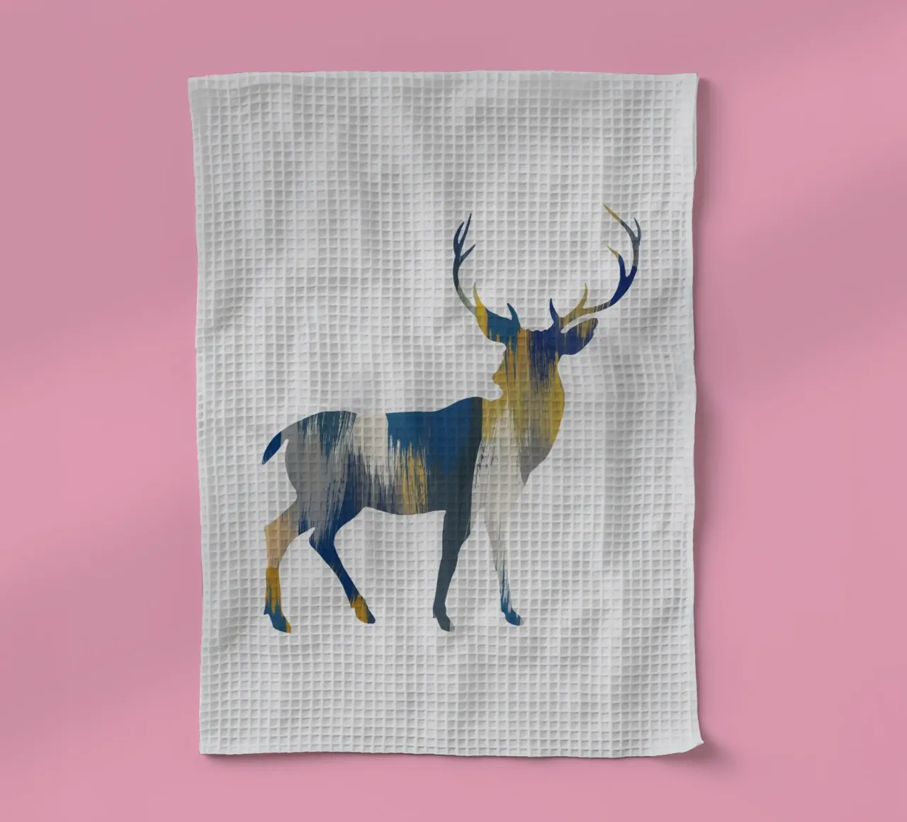 Cerf bleu et jaune torchon de Orara Studio