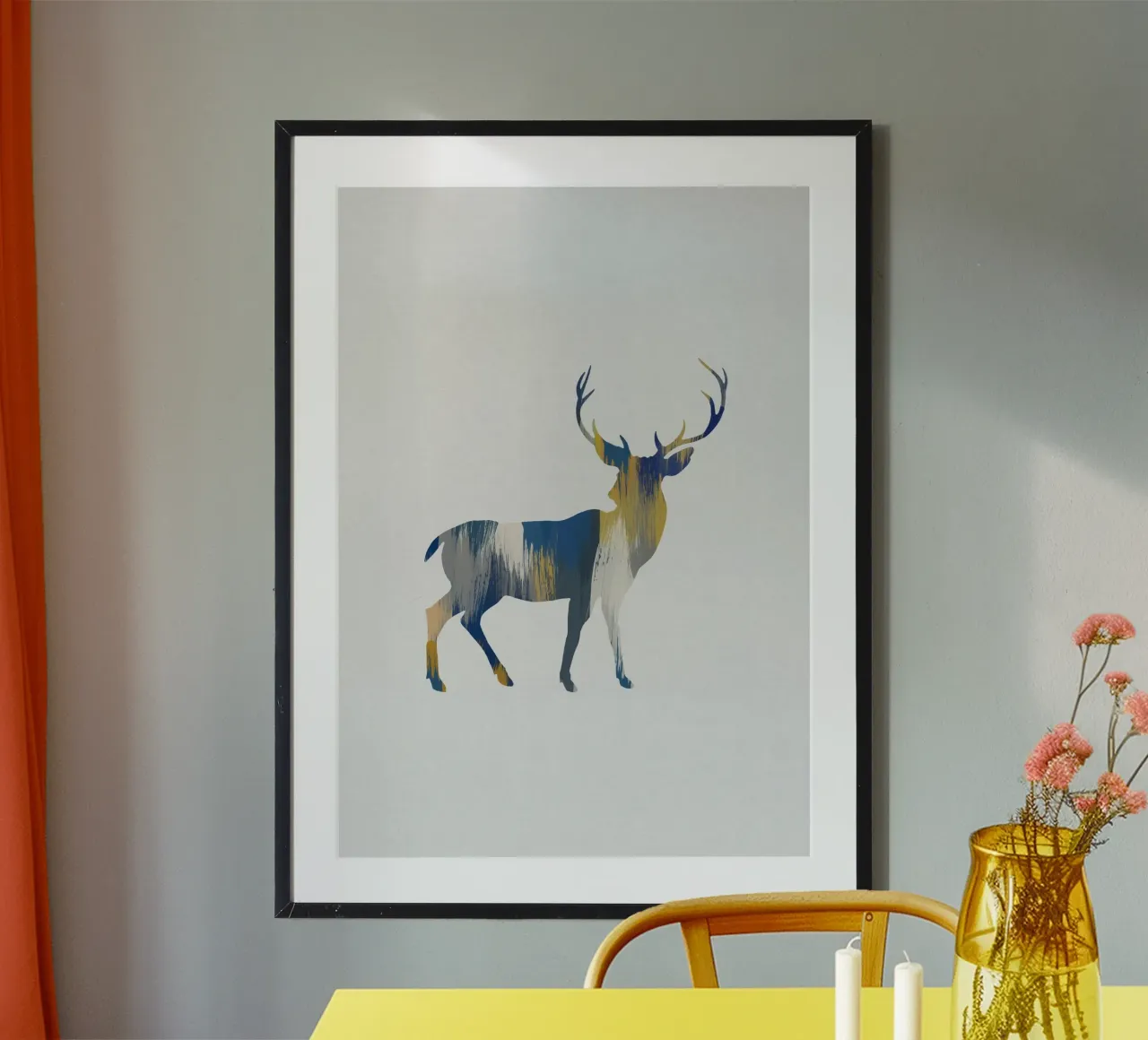 Cervo blu e giallo poster da Orara Studio