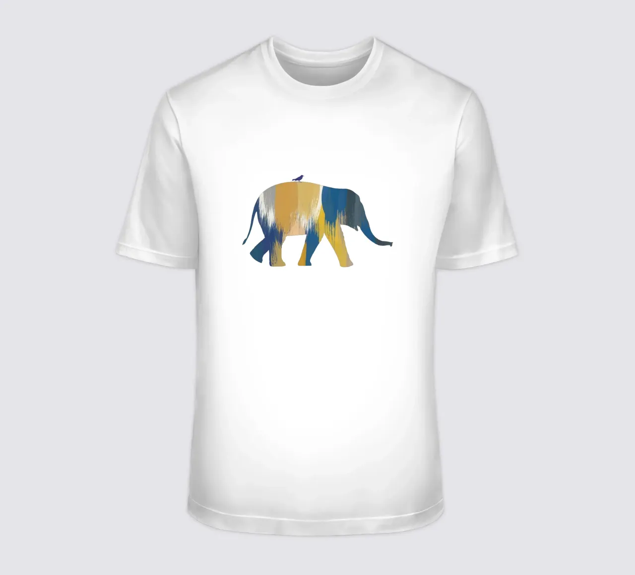 Eléphant bleu et jaune t-shirt de Orara Studio