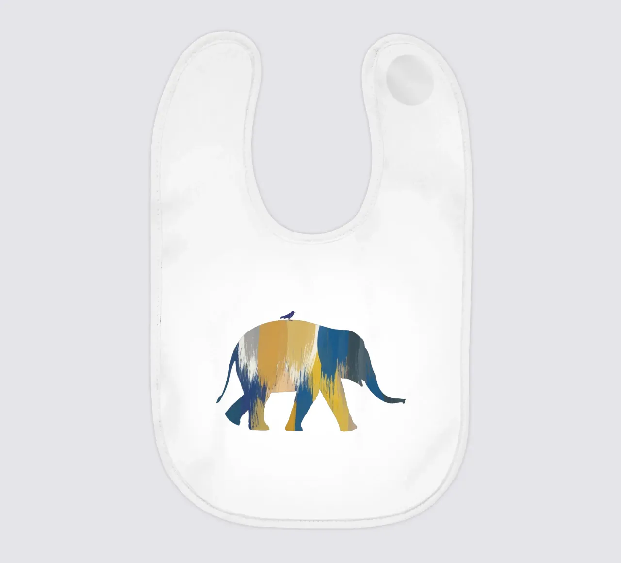 Blue & Yellow Elephant baby bib by Orara Studio