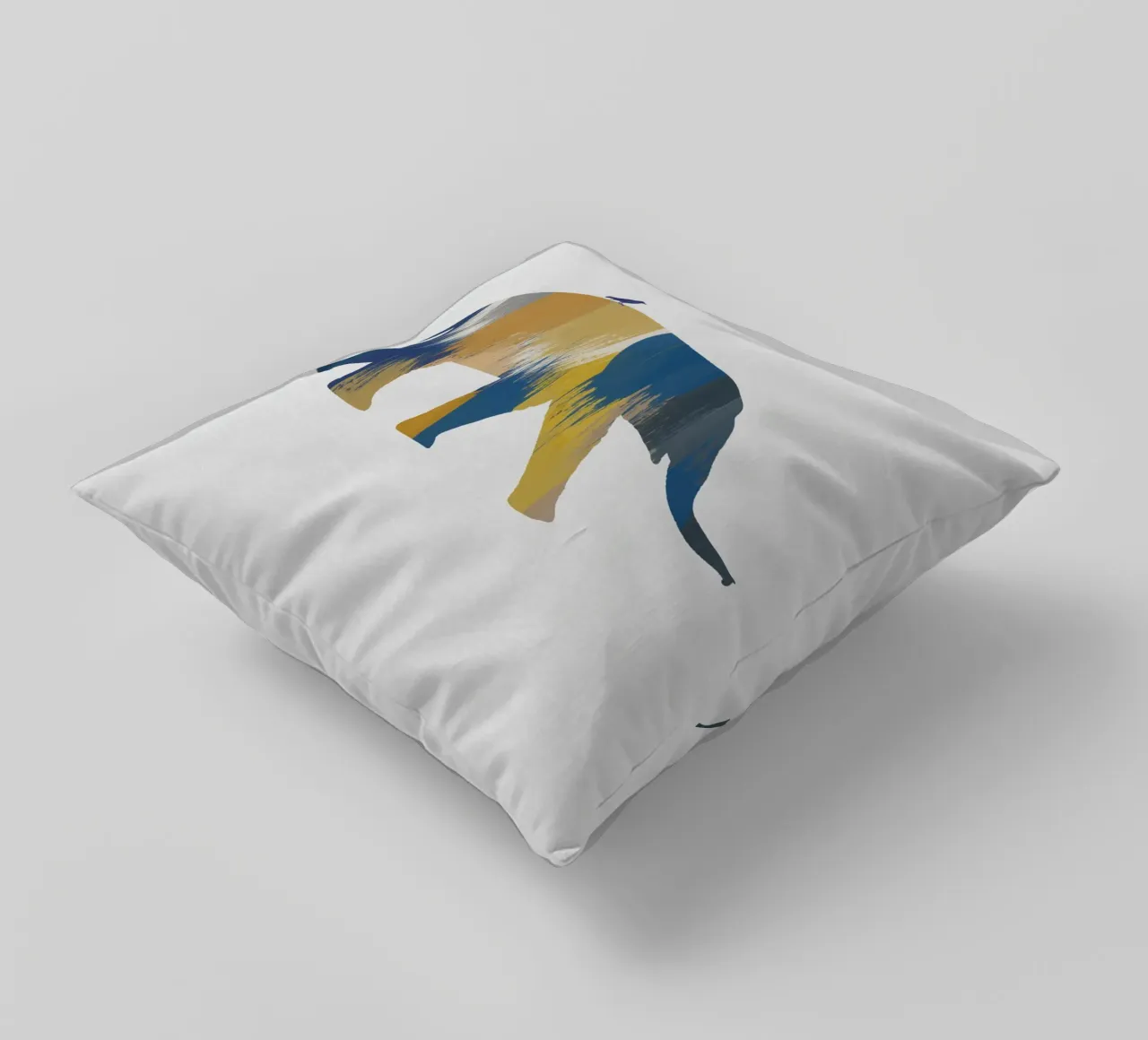 Eléphant bleu et jaune coussin de Orara Studio