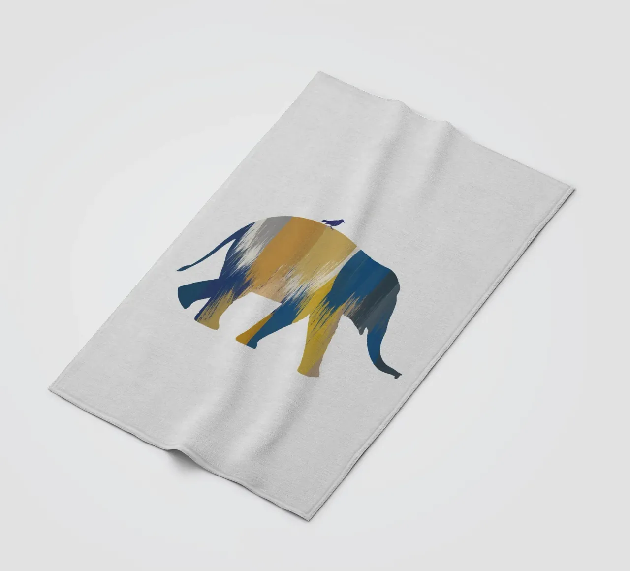 Blauwe en gele olifant fleecedeken van Orara Studio