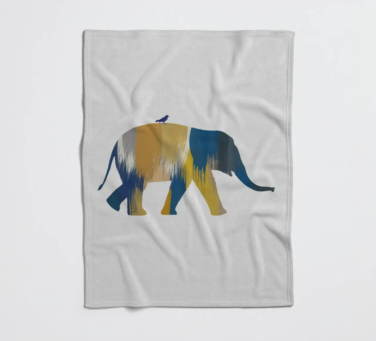 Blauwe en gele olifant fleecedeken van Orara Studio