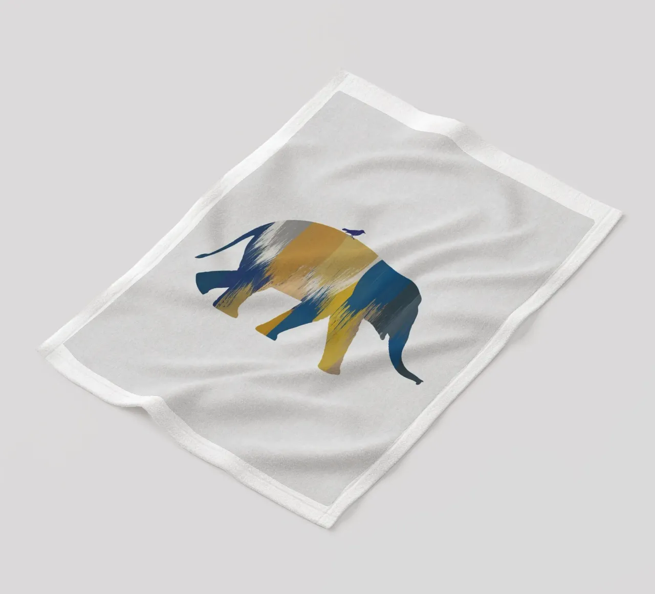 Blauwe en gele olifant fleecedeken van Orara Studio