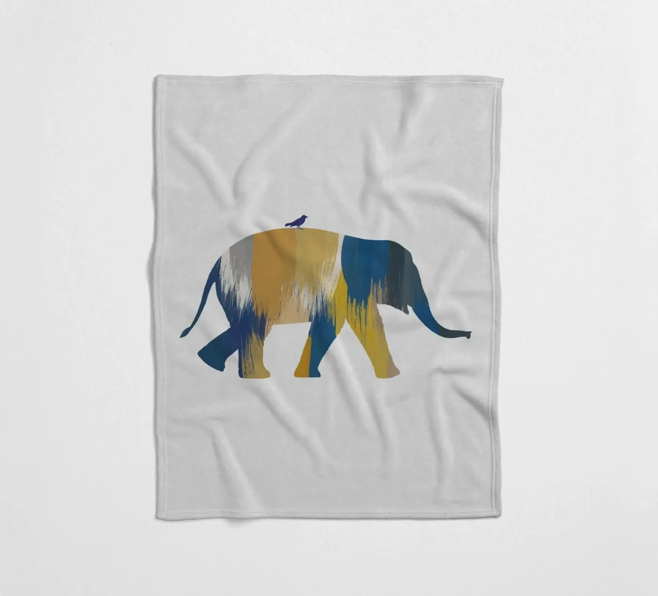 Blauwe en gele olifant fleecedeken van Orara Studio