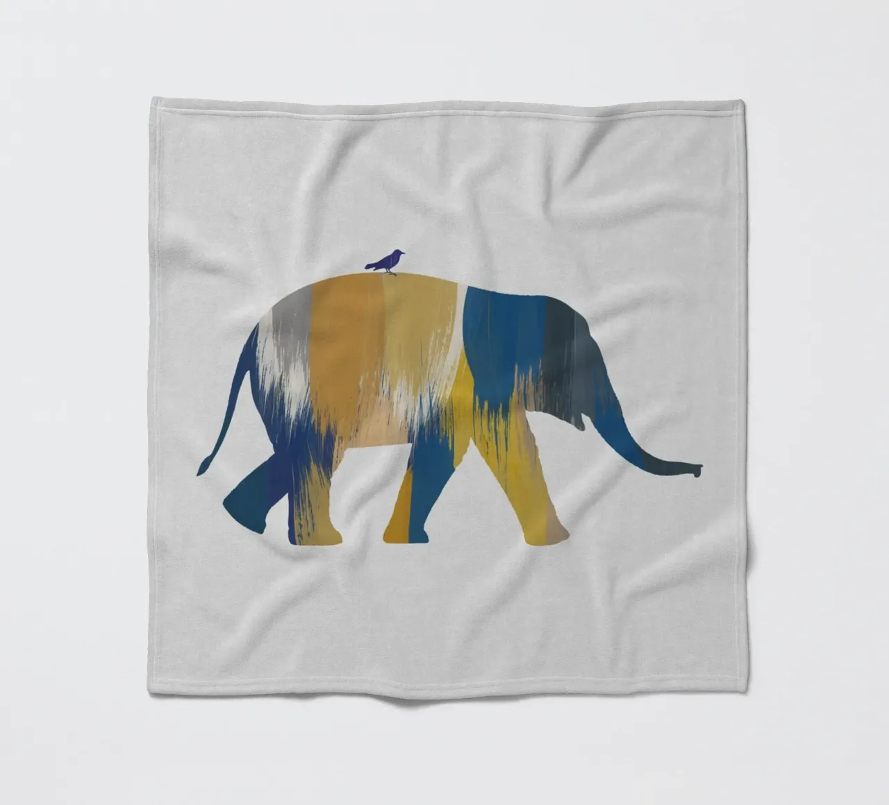 Blauwe en gele olifant fleecedeken van Orara Studio