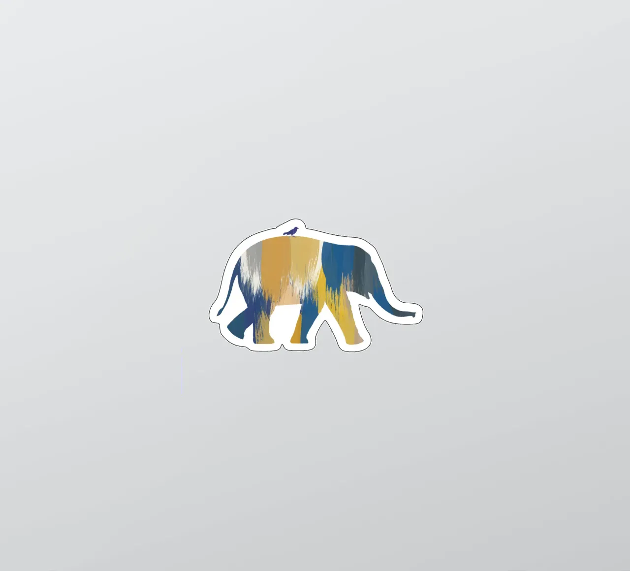 Eléphant bleu et jaune autocollant de Orara Studio