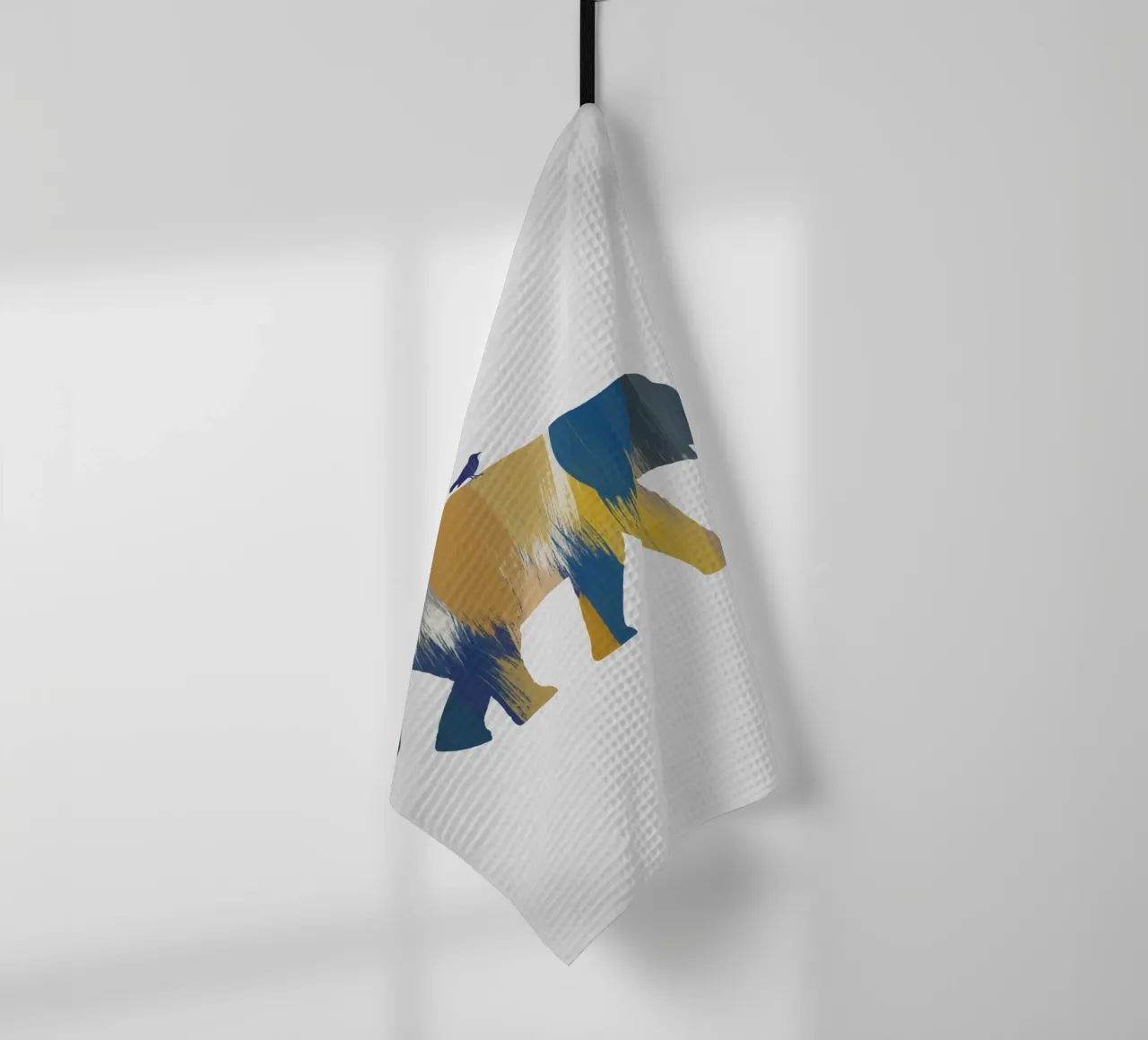 Eléphant bleu et jaune torchon de Orara Studio