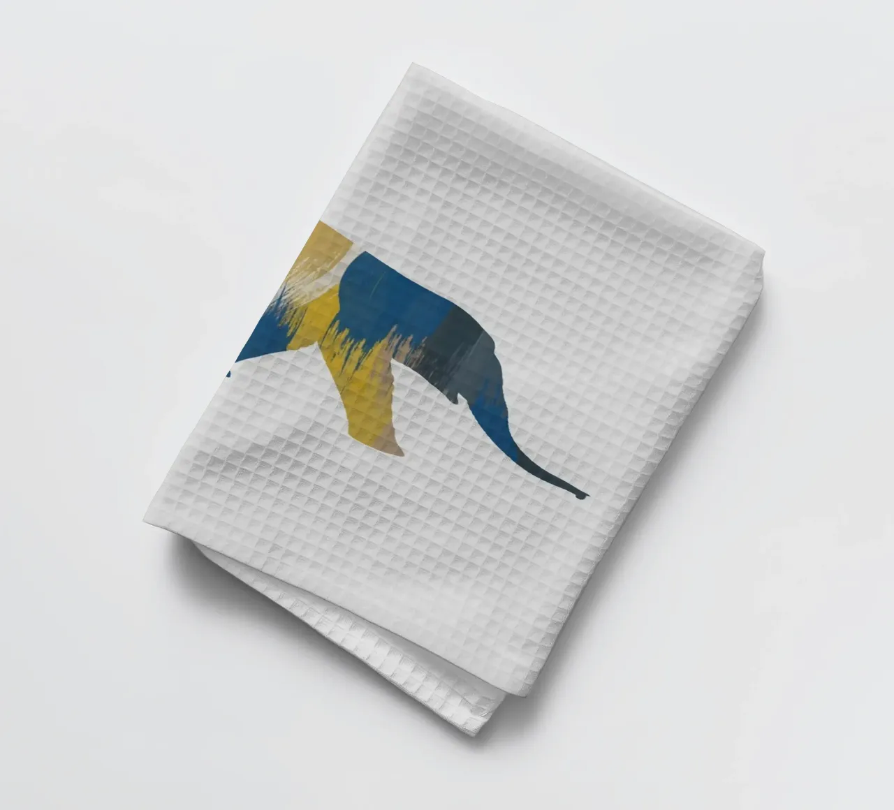 Eléphant bleu et jaune torchon de Orara Studio