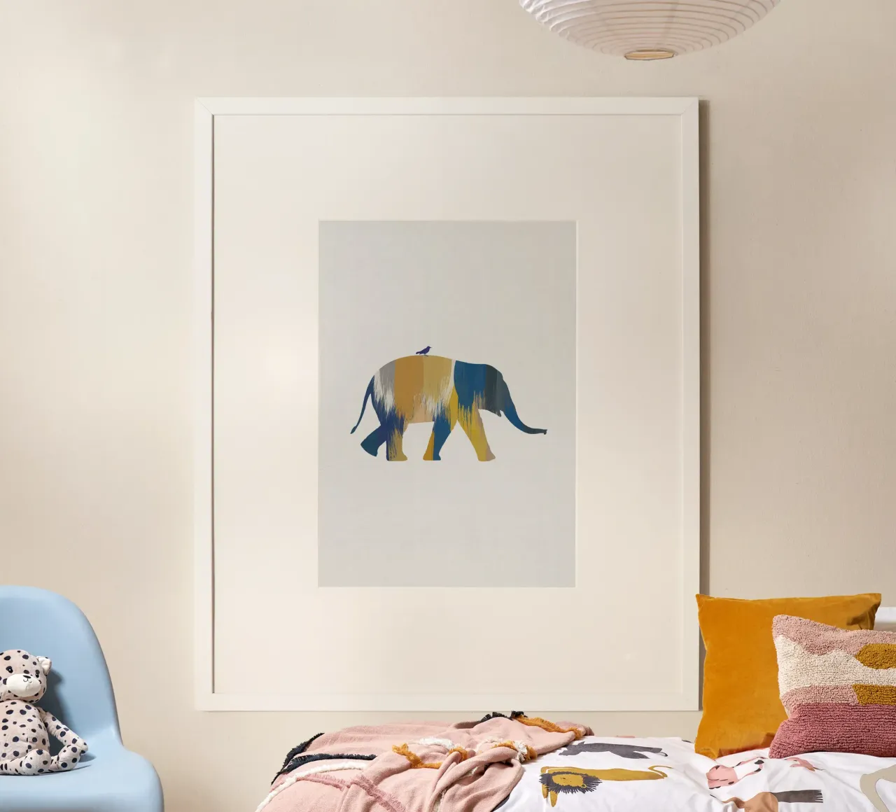 Eléphant bleu et jaune hahnemühle de Orara Studio