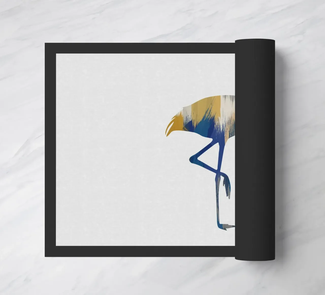 Flamant bleu et jaune paillasson de Orara Studio