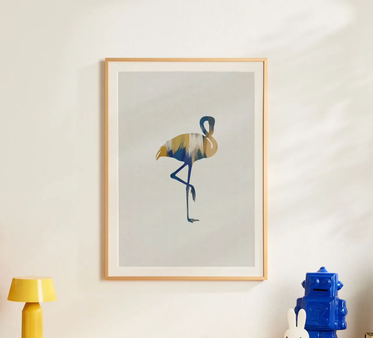 Flamant bleu et jaune hahnemühle de Orara Studio