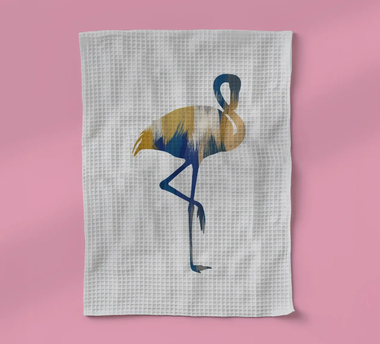 Flamant bleu et jaune torchon de Orara Studio