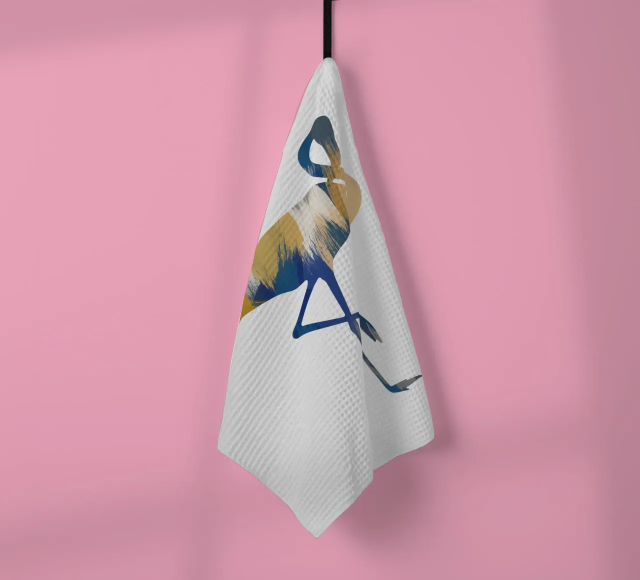 Flamant bleu et jaune torchon de Orara Studio