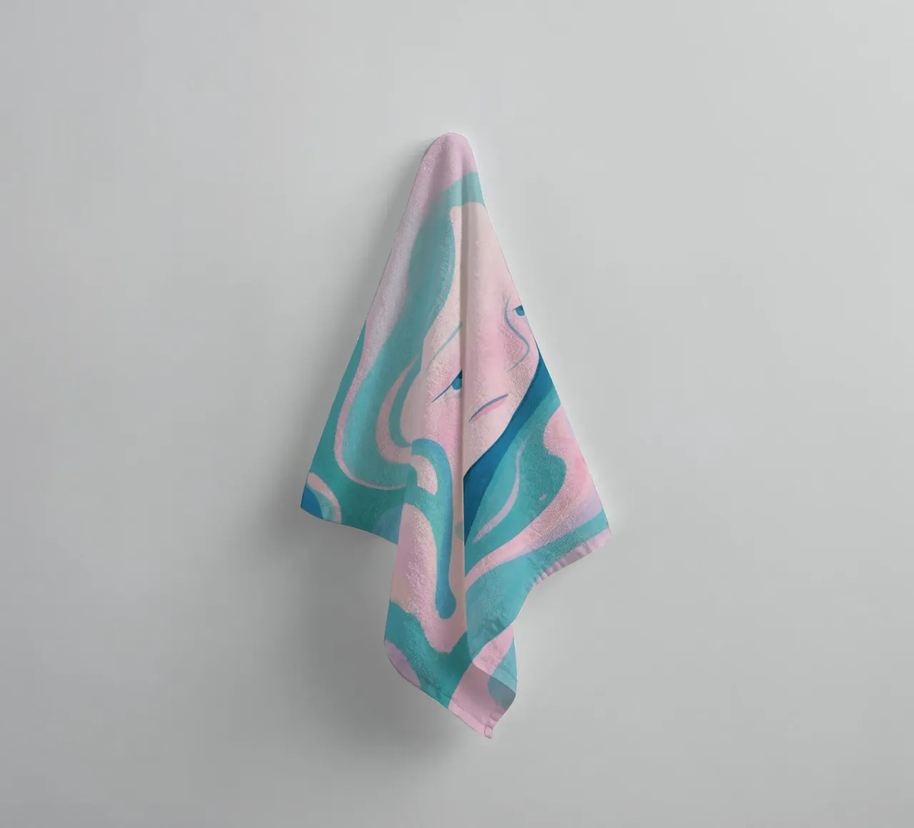 Woman's face crying with wave style towel by Slash Shop