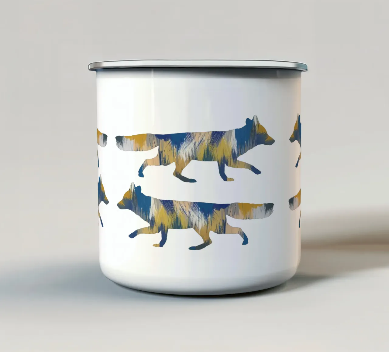 Volpe blu e gialla tazza in smalto da Orara Studio