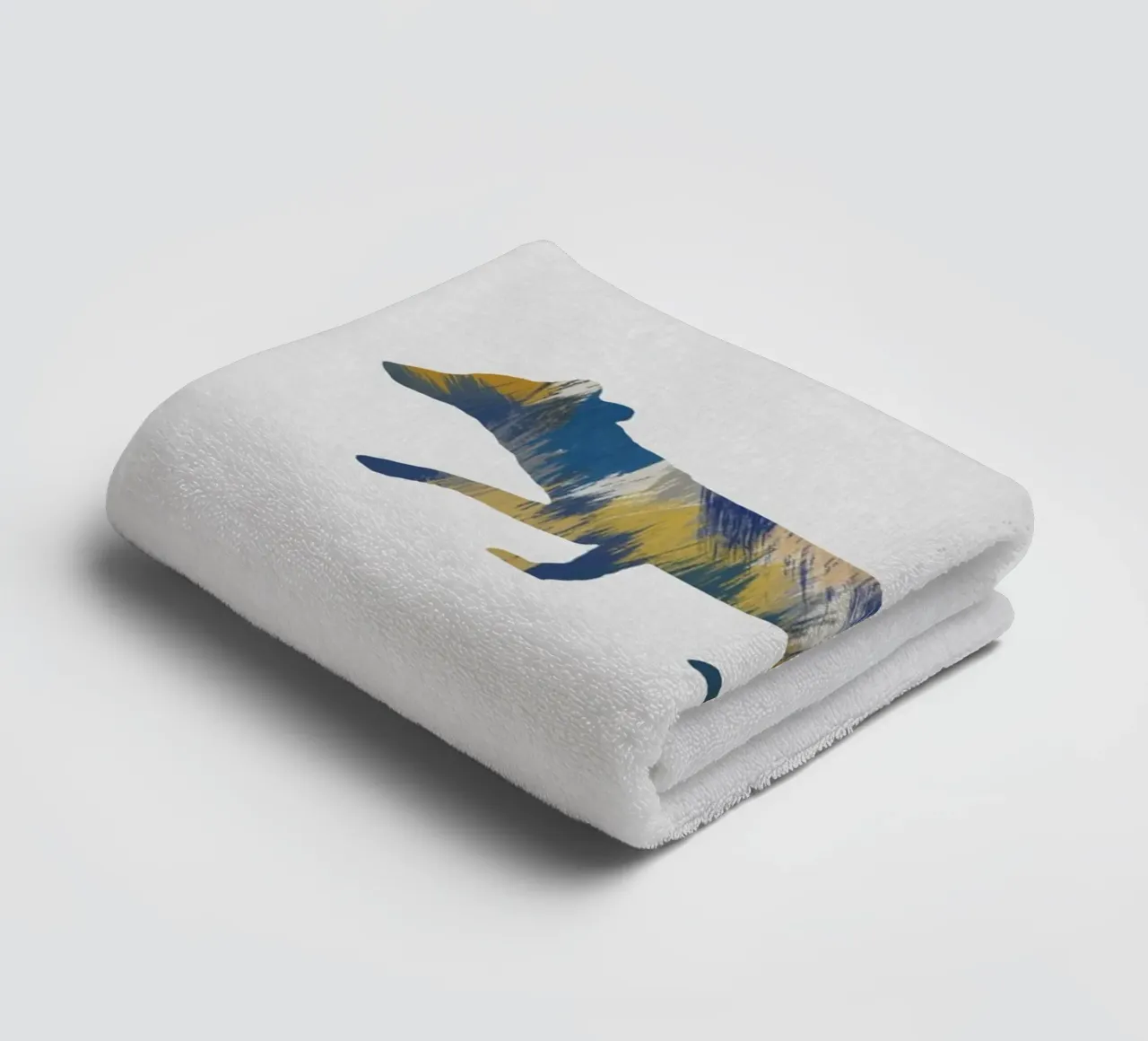 Volpe blu e gialla asciugamano da bagno da Orara Studio