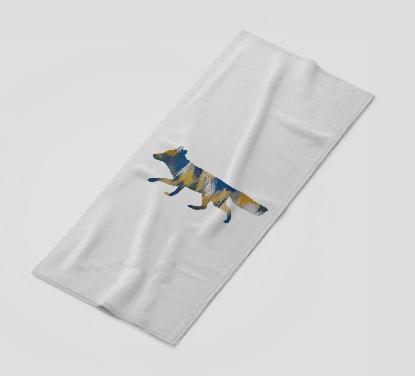 Volpe blu e gialla telo mare da Orara Studio