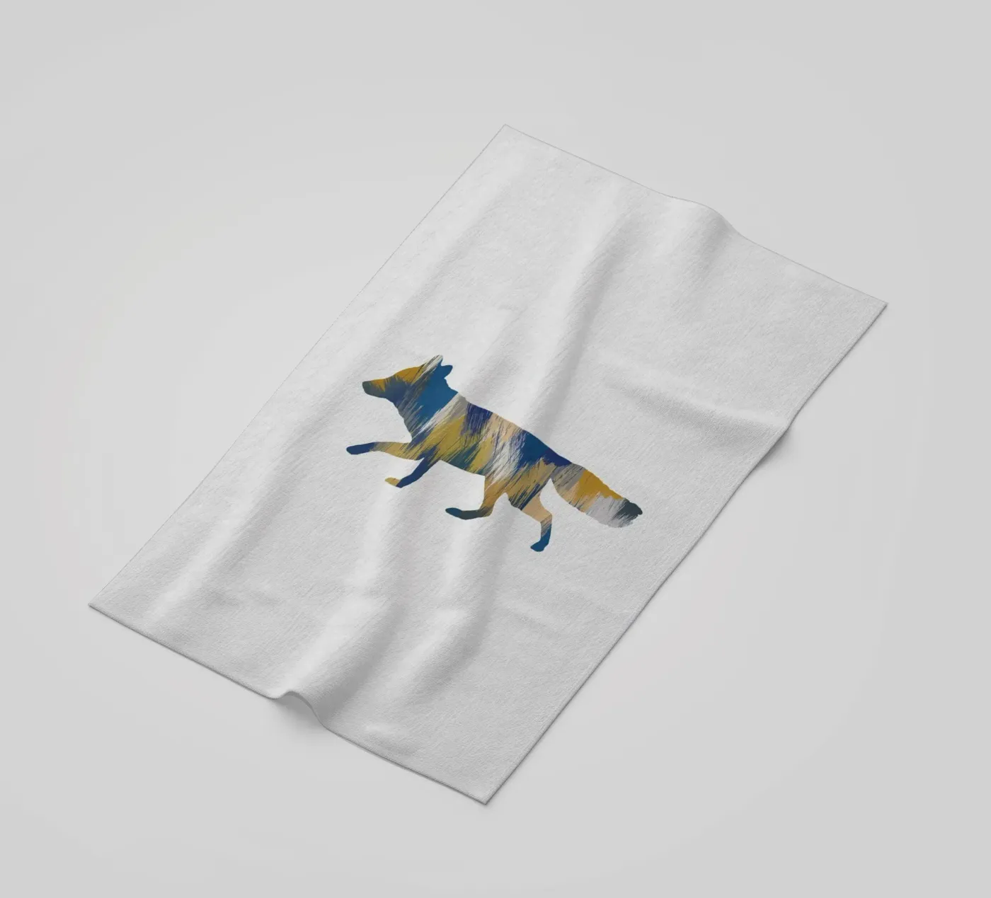 Volpe blu e gialla telo mare da Orara Studio