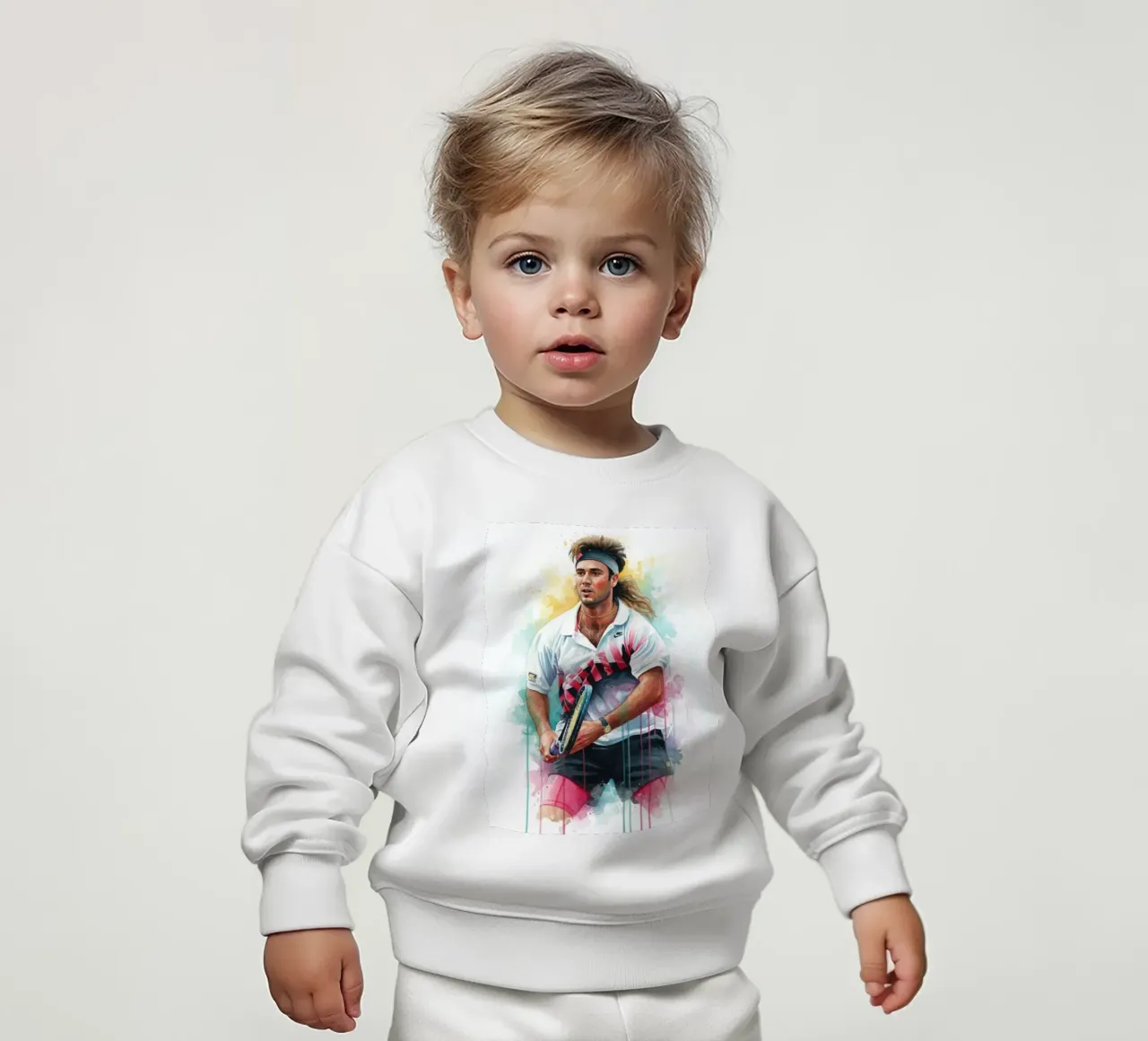 Acquerello di Andre Agassi felpa neonato da LUMINTU