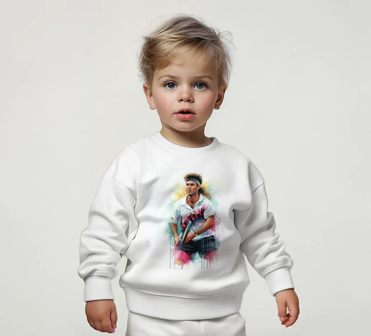 Acquerello di Andre Agassi felpa neonato da LUMINTU
