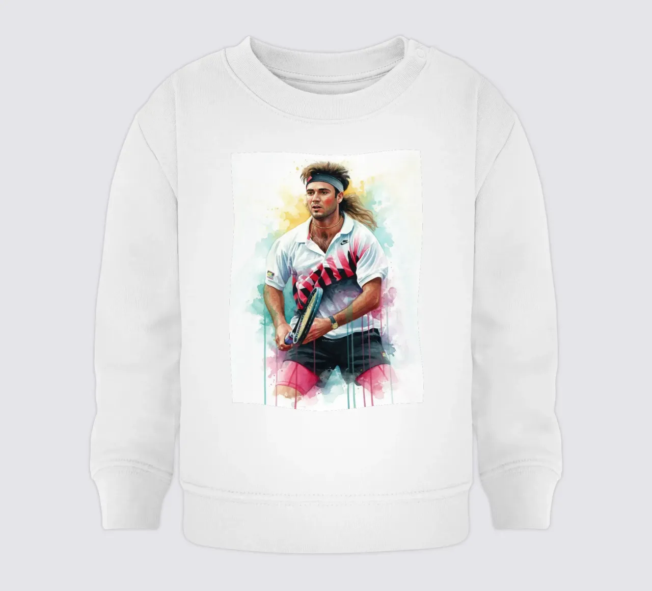 Acquerello di Andre Agassi felpa neonato da LUMINTU