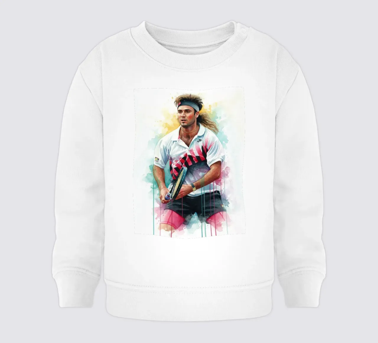 Acquerello di Andre Agassi felpa neonato da LUMINTU