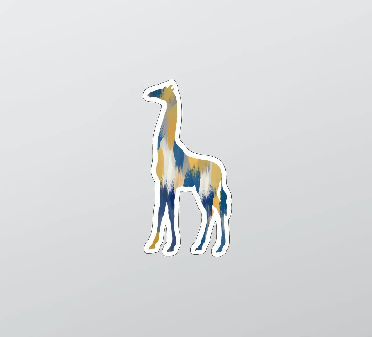 Girafe bleue et jaune autocollant de Orara Studio