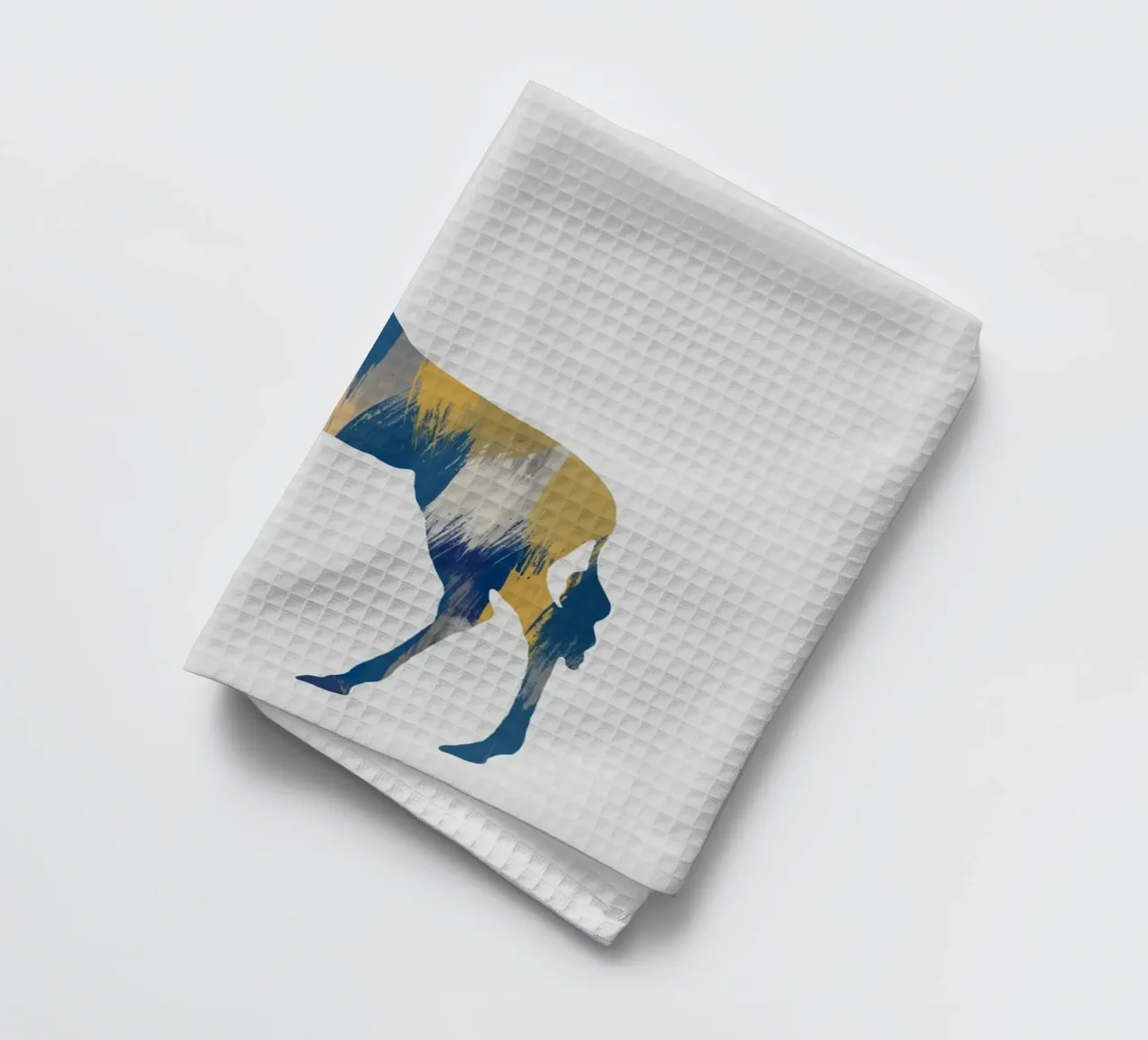 Girafe bleue et jaune torchon de Orara Studio